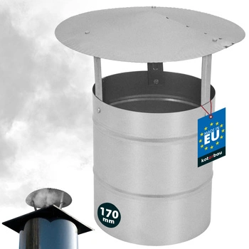 Copertină de fum pentru țeavă de coș galvanizată argintie 170 mm