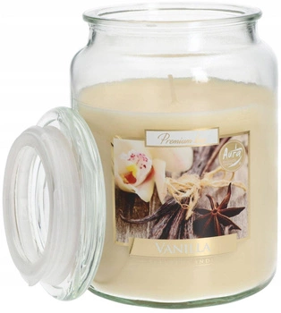 Lumânare parfumată mare de sticlă cu capac 100 h - vanilie