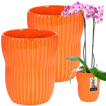 Ghiveci rotund cu caneluri din ceramică 11,5 cm set de 2 buc.