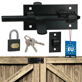 Sua universală pentru uși porți poartă din oțel neagră cu lacăt 150 mm