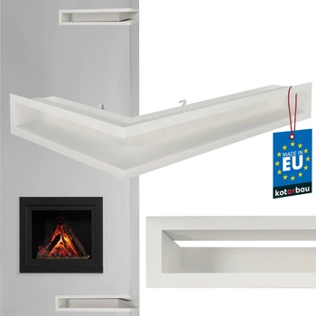 Luft grilaj de colț drept pentru șemineu alb oțel 60x40 cm