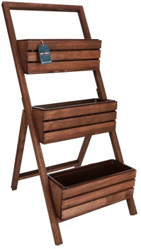 Pat de flori de grădină 3 ghivece de balcon cu inserție maro - 105 cm