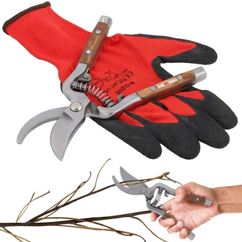 Foarfecă de grădină cu o singură mână pentru ramuri flori și mănuși 20,5 cm