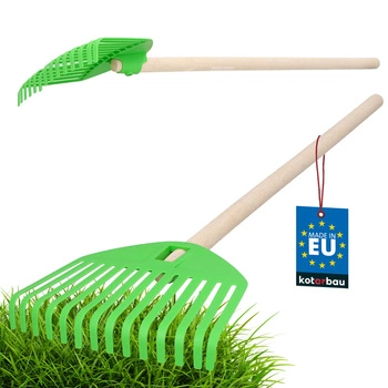 Grabie pentru copii mini de grădină din plastic cu mâner verde 70 cm