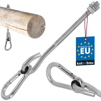Cârlig pentru balansoar lemn cu carabină cu șurub m12 230 mm