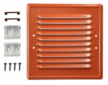 Grilaj de ventilație metalic pentru șemineu 16,5x16,5 cu cleme - Culoare cărămizie