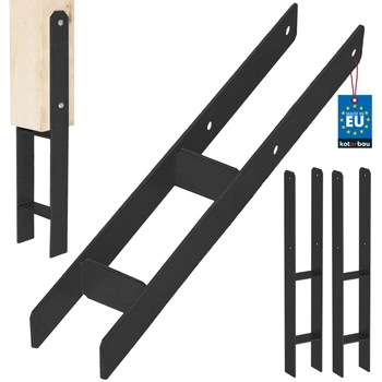 Baza stâlpului h pentru încastrare zincat negru 80 mm set de 2 buc.