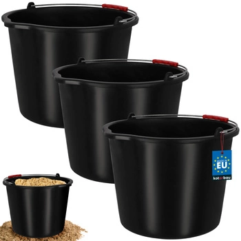 Găleată de construcții gospodărească cu cioc 20 l neagră set 3 buc