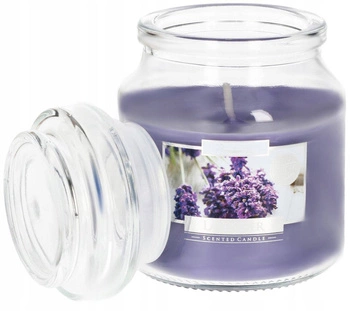 Lumânare parfumată mică din sticlă cu capac 28 h - lavandă