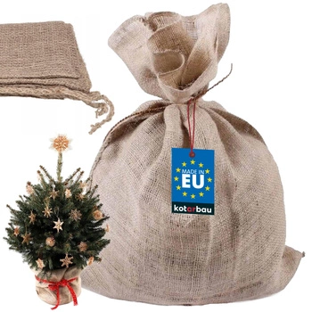 Pungă de iută naturală de depozitare a pomului de crăciun