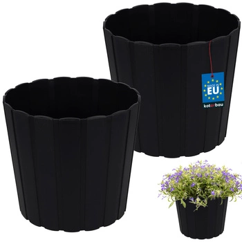 Ghiveci din plastic pentru flori antracit 20cm set de 2 buc.