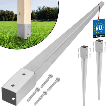 Stâlp de bază condus ancoră sol oțel 45x45x600 mm set de 2 buc.