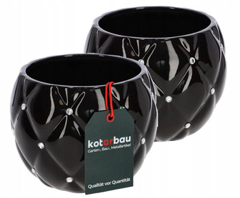 2x capac pentru ghiveci glamour ceramică negru