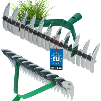 Aerator dublu manual verticultor pentru iarbă 38x13 cm