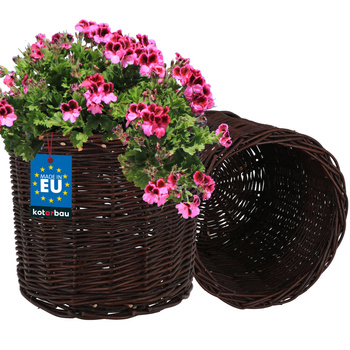 Capac pentru ghiveci din răchită țesută natural fi 25 cm set de 2 buc.