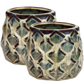 Ghiveci ceramic cu ananas fi 90 mm set de 2 buc.