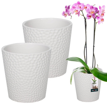 Ghiveci de flori din ceramică albă plante orhidee 12 cm set de 2 buc.