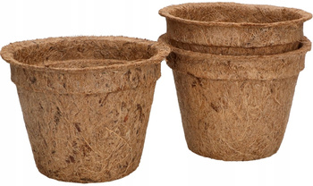 Ghiveci de flori din fibre naturale de nucă de cocos fi 12 cm set de 3 buc.