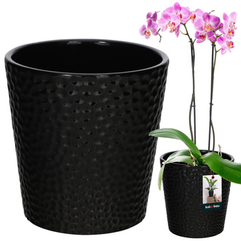 ghiveci de flori din ceramică negru plante orhidee 9,5 cm