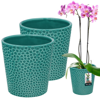 ghiveci de flori din ceramică turcoaz plante orhidee 9,5 cm set de 2 buc.