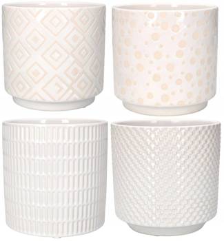 set 4x capac pentru ghiveci de flori 12 din ceramică smălțuită