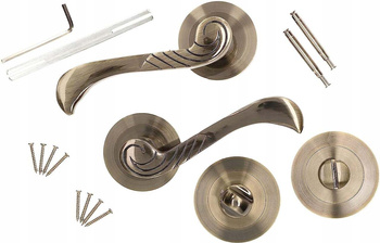 set mâner de ușă patina wc lock 110mm